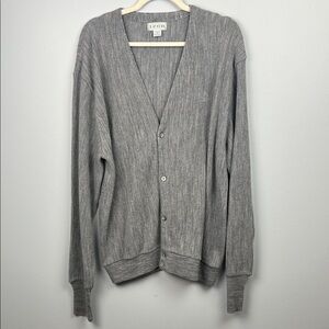 Vintage Izod acrylic XL v neck long grey men’s grandpa sweater